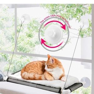 Cat Window Perch, Cat Hammock Window Seat w/Free Fleece Blanket